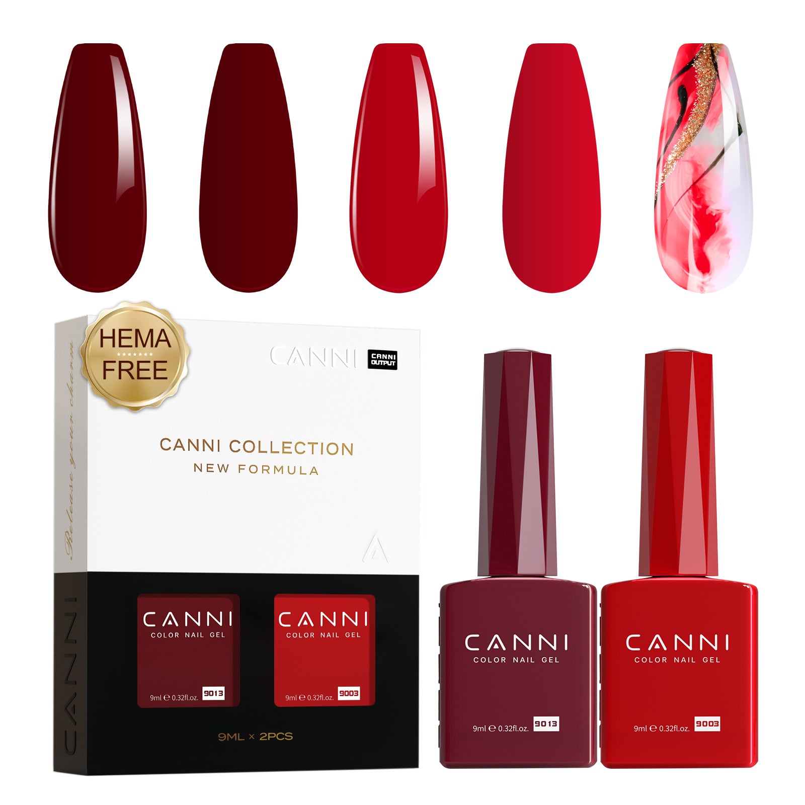 Conjunto de 2 peças de cor vermelha de 9 ml - sem hema