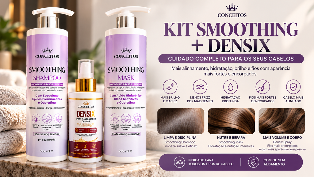 Kit Smoothing + Densix | Cuidado Completo para os Cabelos