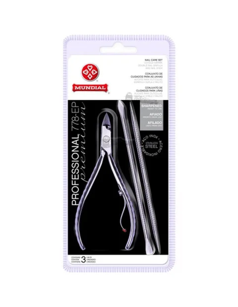 Alicate Cutículas 778-EP com Espátula Dupla e Palito Professional +mola silicone (afiado manualmente)