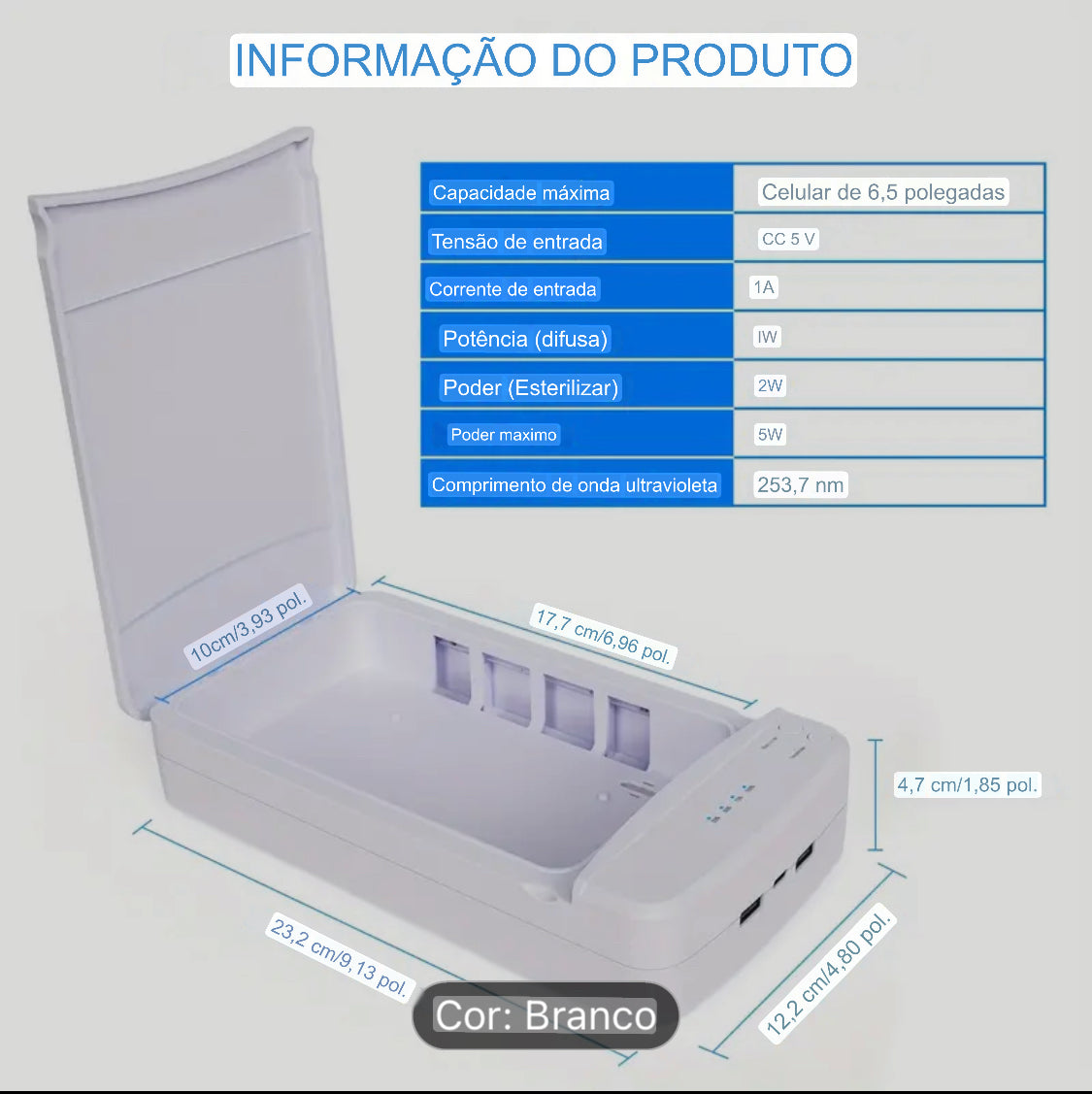 Esterilizador, com Desinfeção UV