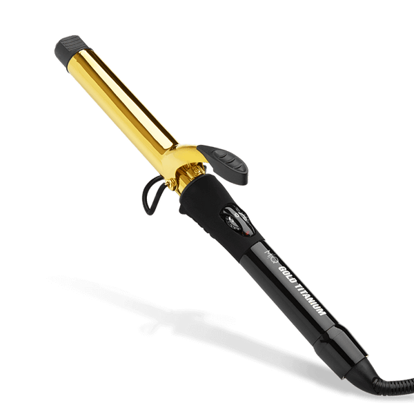 Modelador De Cachos 25mm Profissional Gold Titanium Com Pinça Bivolt 25 mm MQ