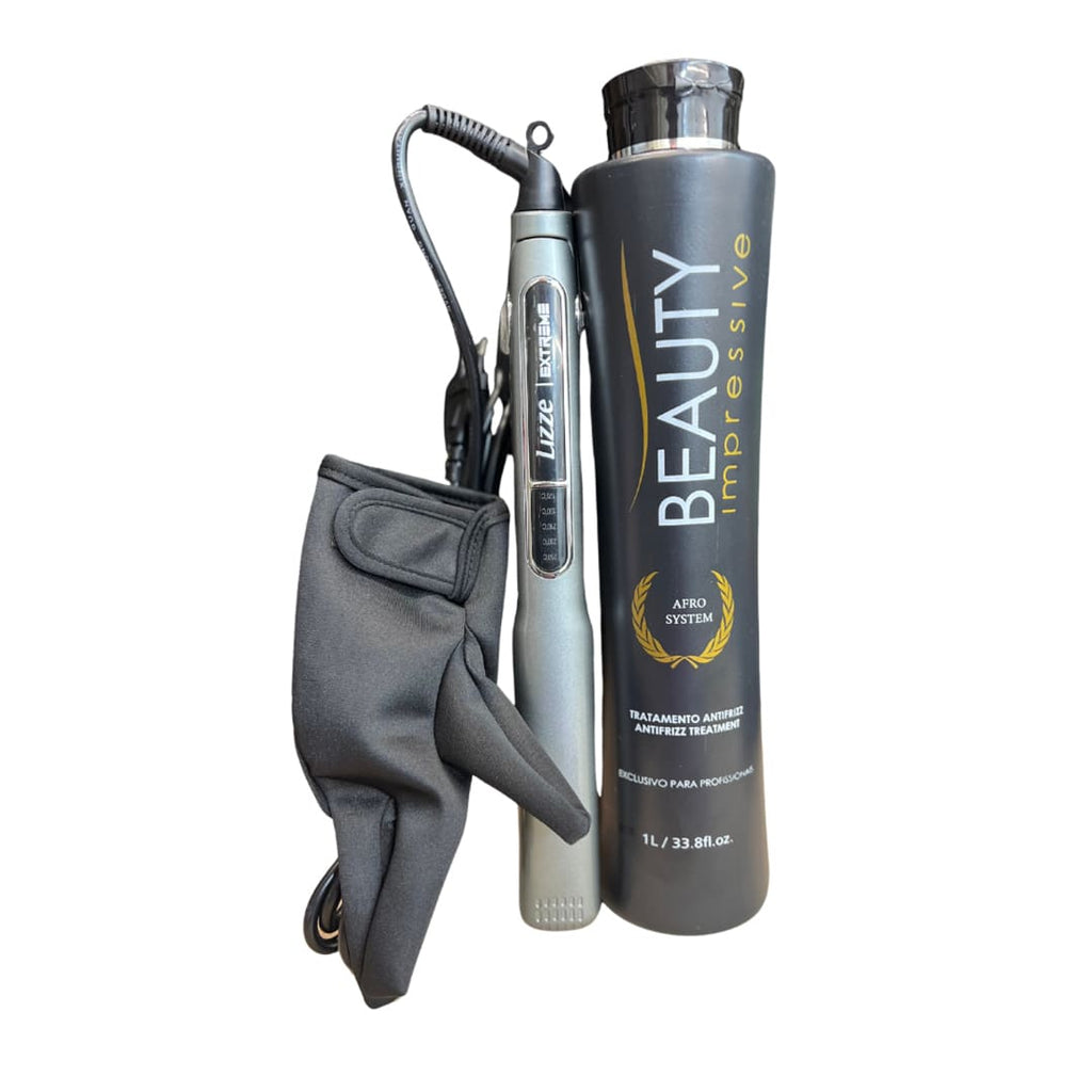 Kit Profissional Lizze - 1 Prancha + 1 luva + 1 Creme Redutor