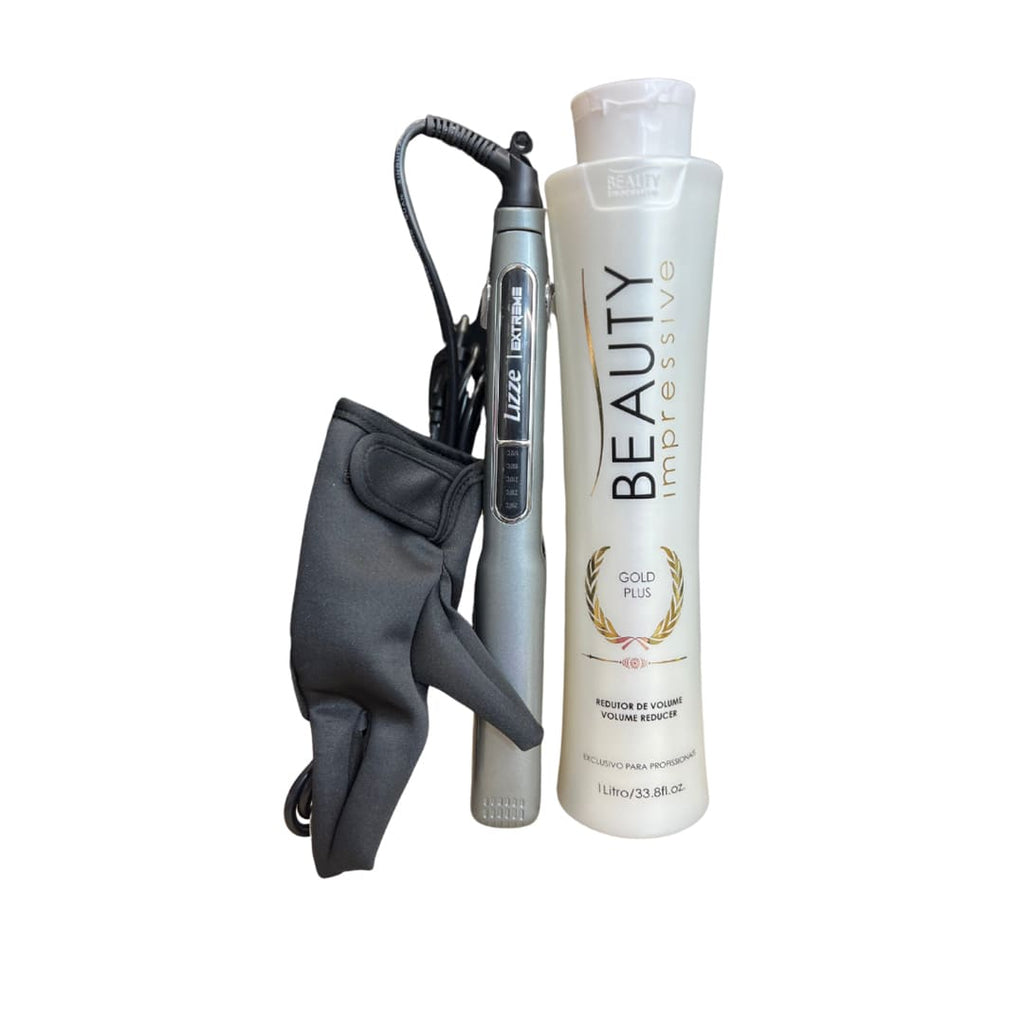 Kit Profissional Lizze - 1 Prancha + 1 luva + 1 Creme Redutor