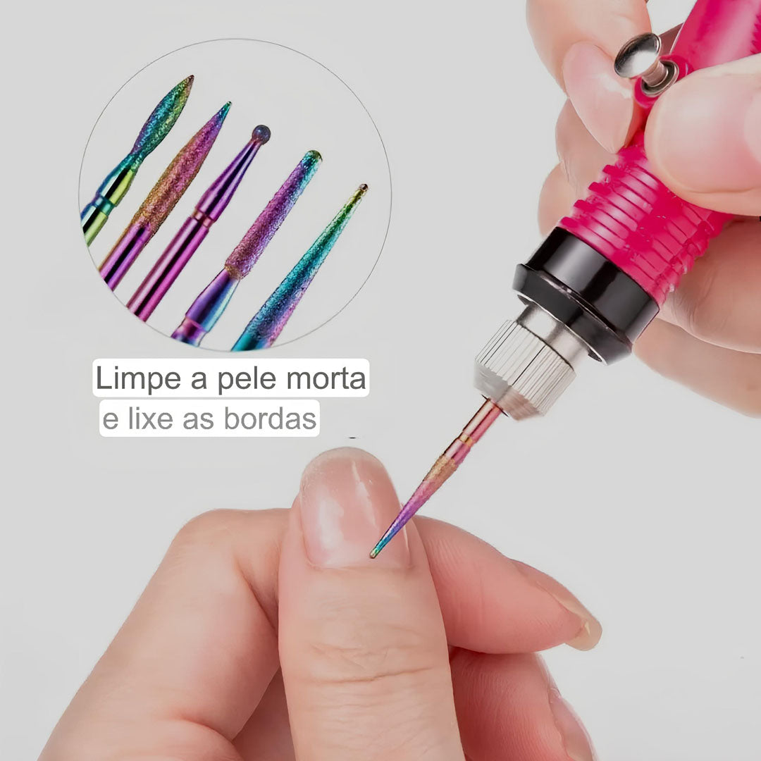 Kit com 30 Peças de Brocas de Unha Cerâmica Cutícula e Carboneto de Tungstênio