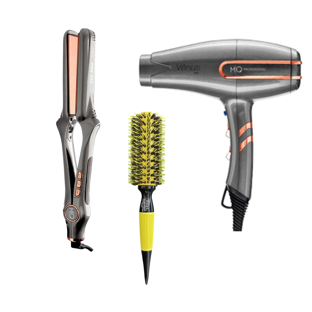 KIT MQ - SECADOR 2400W + PLACA 480º + ESCOVA EVA - Conceitos Beauty Europe